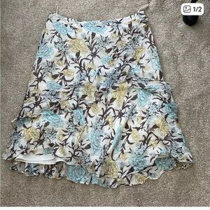 Banana Republic Silk skirt with Floral Design